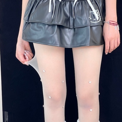 Handmade glitter heart rhinestone tights