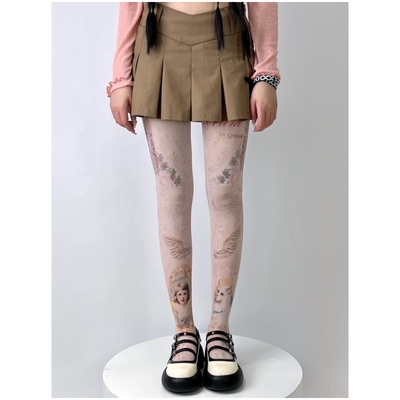 Vintage girl and cat tights