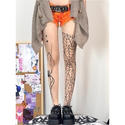 Alternative spider web punk tights