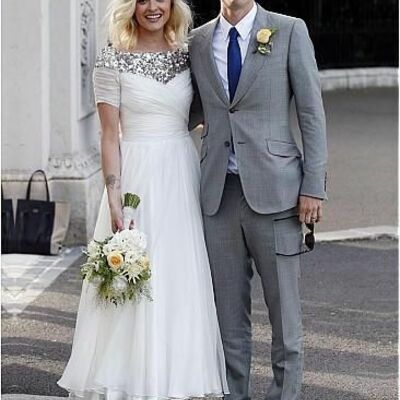 Ankle length wedding dress,informal wedding dress ,short sleeve wedding gown - Thumbnail 1