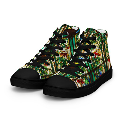 Stained glass womens high top canvas shoes