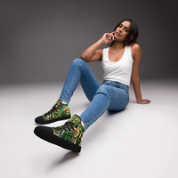 Stained Glass Womens high top canvas shoes - Thumbnail 1