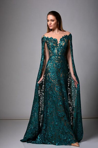 Elegant Mother of the Bride/Groom Dress Green Lace Appliques Evening Formal Prom Dress