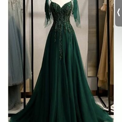 Elegant dark green mother of the bride/groom dress lace appliques evening formal prom dress