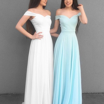  a line long off the shoulder chiffon prom, bridesmaid, graduation dresses, pd230122 - Thumbnail 4