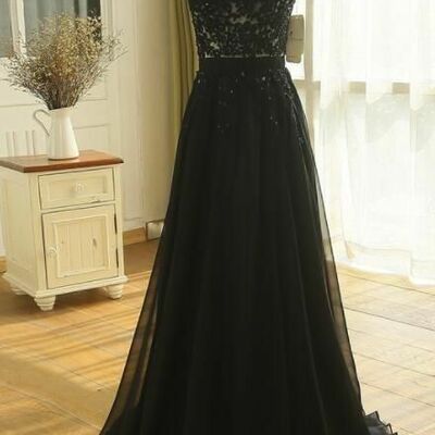 Elegant black mother of the bride/groom dress lace evening formal prom dress