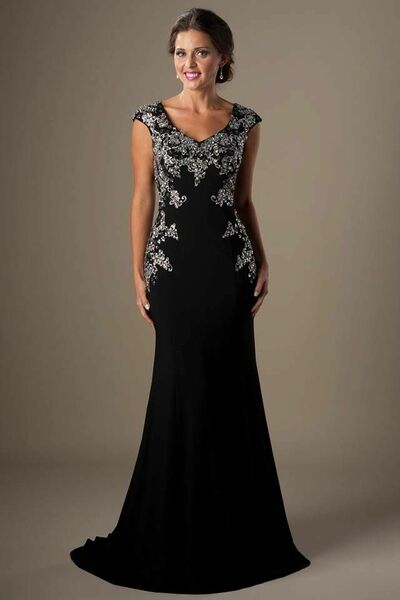 Elegant Mother of the Bride/Groom Dress Black Lace Appliques Evening Formal Prom Dress