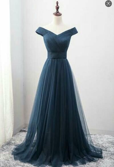 Elegant Mother of the Bride/Groom Dress Blue Tulle Evening Formal Prom Dress
