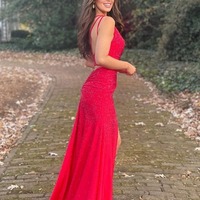 One Shoulder Beaded Jersey Mermaid Prom Dresses, PD230132 - Thumbnail 3