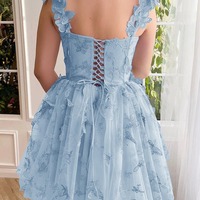 3D Butterflies Aline Tulle Short Prom Dresses, PD230133 - Thumbnail 4