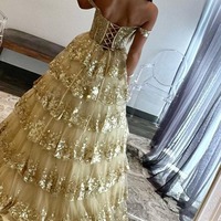 Off the Shoulder Princess Sequined Lace Prom Dresses, PD230135 - Thumbnail 1