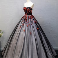 Black Tulle Sequins Floor Length Formal Evening Dress - Thumbnail 2