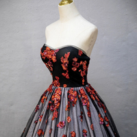 Black Tulle Sequins Floor Length Formal Evening Dress - Thumbnail 4