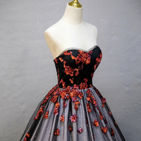 Black Tulle Sequins Floor Length Formal Evening Dress - Thumbnail 5