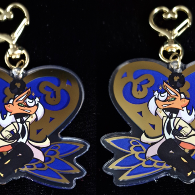 Hot gold stamped keychain - trevor the android maned wolf