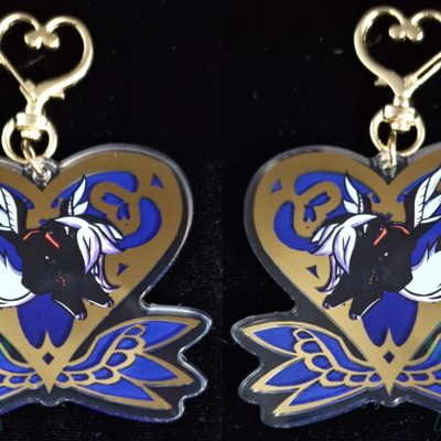 Hot gold stamped keychain - akihiko the somali cat