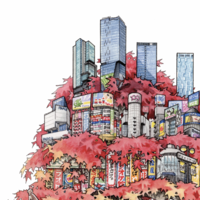 "Shibuya: Yamanote Bonsai" A4 Print - Thumbnail 3