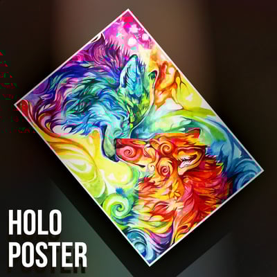 Nuzzling wolves ii - premium holographic poster