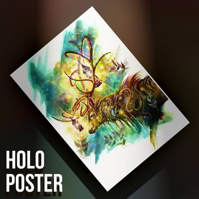 Lantern Stag Spirit - Premium Holographic Poster