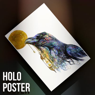 Lantern crow - premium holographic poster