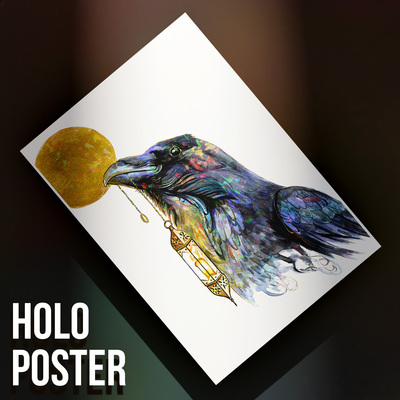 Lantern Crow - Premium Holographic Poster
