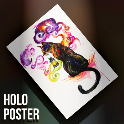 Lantern cat - premium holographic poster - Thumbnail 4