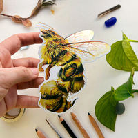 Honey Bee Dragon - Jumbo Holo Sticker - Thumbnail 2