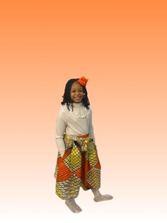 Orange/Yellow Young Girl Skirt Set