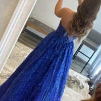 A-line Sequined Lace Long with Pockets Prom Dress, PD230145 - Thumbnail 1