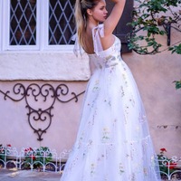 Tulle Sweetheart Neck Floor Length Embroidery Floral Prom Dress, PD230148 - Thumbnail 1