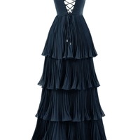 Long Emerald Green Ruffle Multi-Layer Strapless Prom Dress, PD230151 - Thumbnail 1