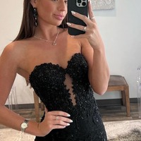 Lace Sweetheart Appliques Mermaid Long Prom Dresses, PD230159 - Thumbnail 1