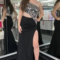 One Shoulder Sheath Cut Mirror Sequins Prom Dress, PD230163 - Thumbnail 1