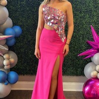 One Shoulder Sheath Cut Mirror Sequins Prom Dress, PD230163 - Thumbnail 2