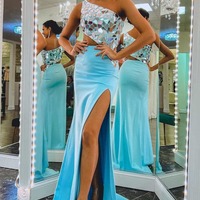 One Shoulder Sheath Cut Mirror Sequins Prom Dress, PD230163 - Thumbnail 3