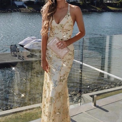 Mermaid lace-up long prom dress with sequins, pd230180 - Thumbnail 4