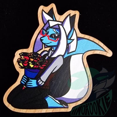 Wooden pin - pride flag - furry / anthro - lawrence the somali cat