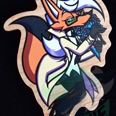 Wooden pin - trans flag - furry / anthro - trevor the android maned wolf