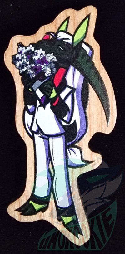 Wooden Pin - Ace Flag - Furry / Anthro - Shaun The Hybrid Ibex Goat