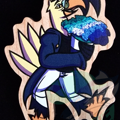 Wooden pin - gay / men loving men flag - furry / anthro - cormando the bald eager