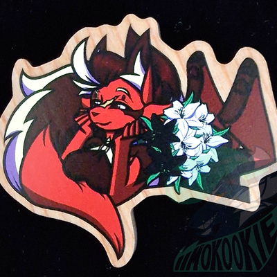 Wooden pin - demiromantic flag - furry / anthro - willow the somali cat