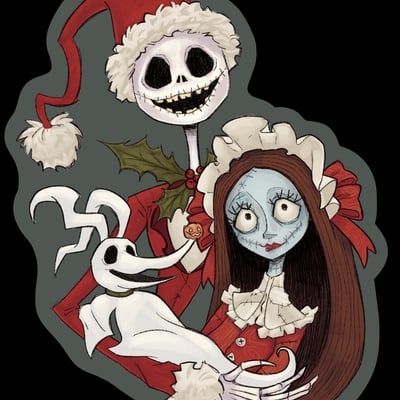 Happy holidays jack and sally sticker