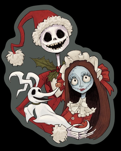 Happy Holidays Jack and Sally Sticker