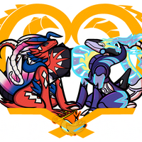 Koraidon & Miraidon - Tire bump - Double-sided Keychain - Hot Gold Stamped - Thumbnail 1