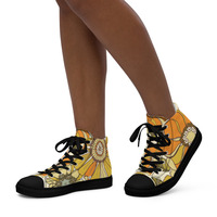 Retro Flowers Womens high top canvas shoes - Thumbnail 4