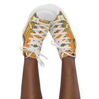 Retro Flowers Womens high top canvas shoes - Thumbnail 6