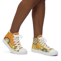 Retro Flowers Womens high top canvas shoes - Thumbnail 7