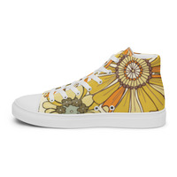 Retro Flowers Womens high top canvas shoes - Thumbnail 11
