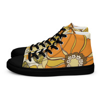 Retro Flowers Womens high top canvas shoes - Thumbnail 12