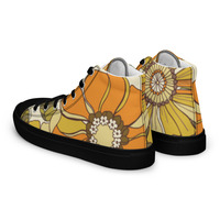 Retro Flowers Womens high top canvas shoes - Thumbnail 14
